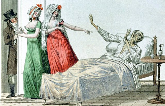 Хворий сифілісом, французька карикатура, ок. 1810 р