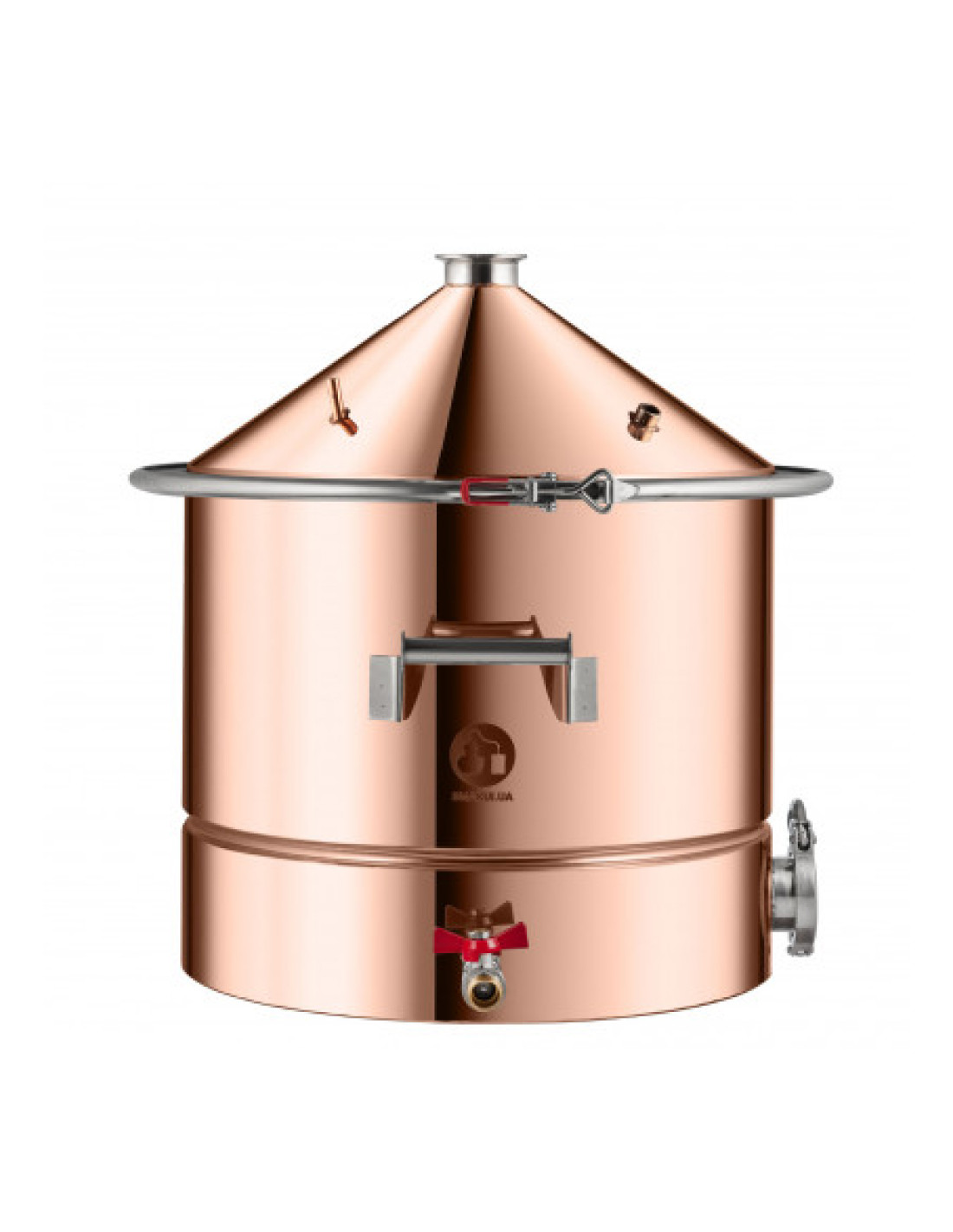 Медный перегонный куб Смакуй с купольной крышкой кламп
