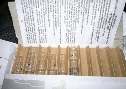 Упаковка феназепама в ампулах